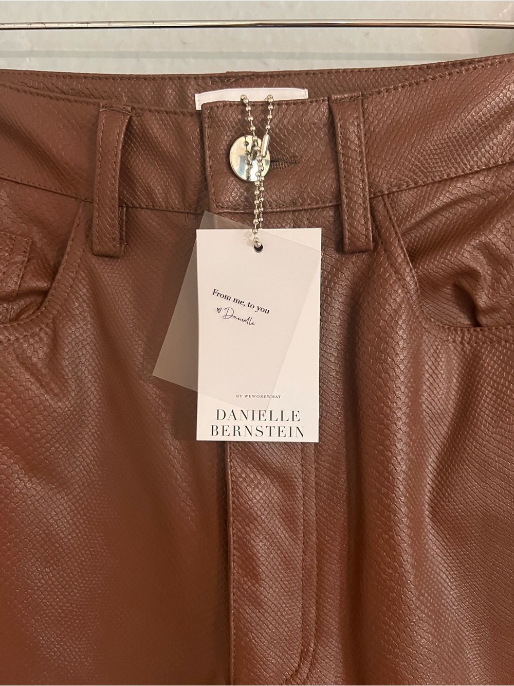 DANIELLE BERNSTEIN Brown Faux Leather Straight-Leg Jeans - Picture 5 of 9